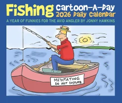 2026 Willow Creek Press Page-A-Day Daily Desk Calendar, 6-1/4" x 5-1/2", Fishing Cartoon-A-Day by Jonny Hawkins, January To December, 54161