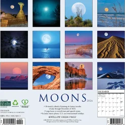 2026 Willow Creek Press Scenic Monthly Wall Calendar, 12" x 12", Moons, January To December, 52013