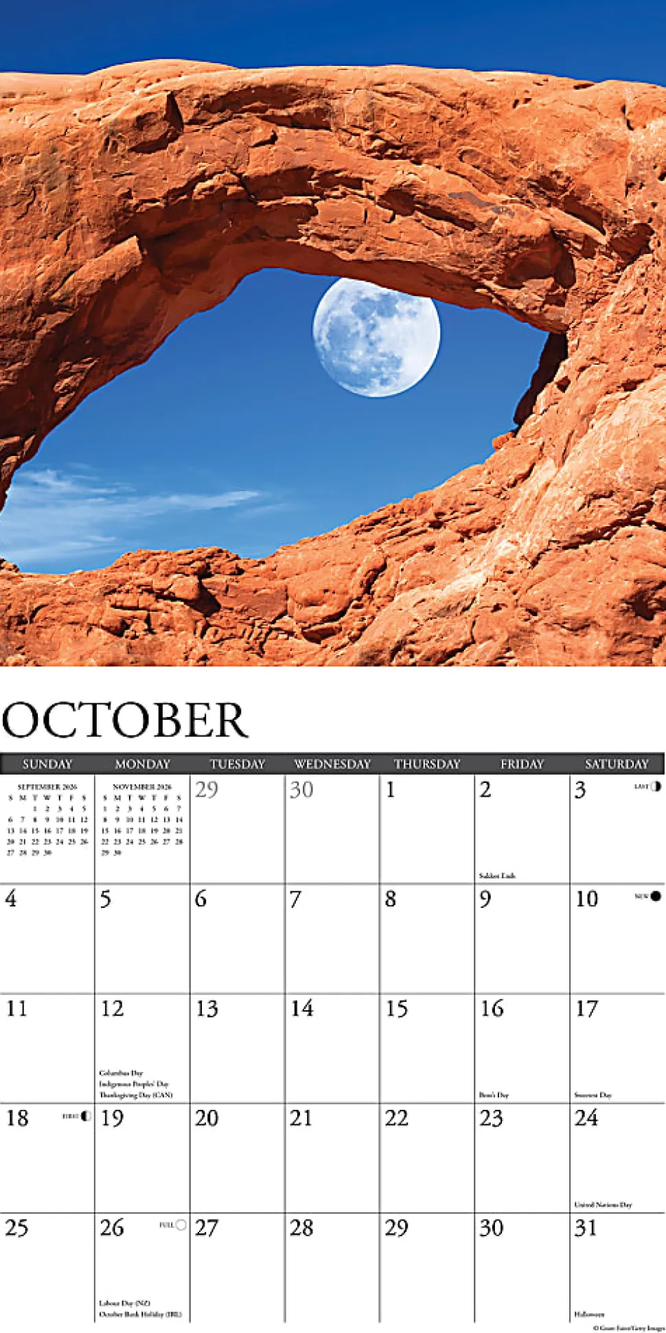 2026 Willow Creek Press Scenic Monthly Wall Calendar, 12" x 12", Moons, January To December, 52013
