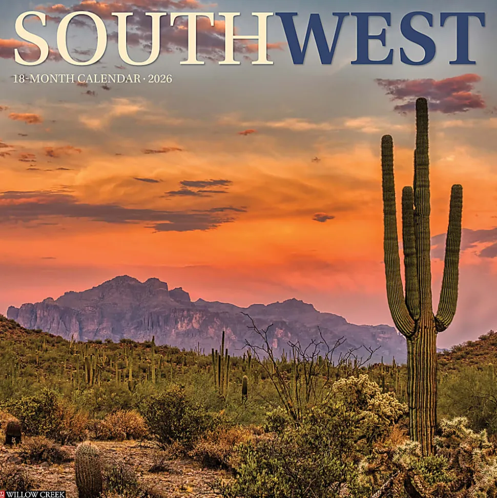2026 Willow Creek Press Scenic Monthly Wall Calendar, 12" x 12", Southwest, January To December, 56141