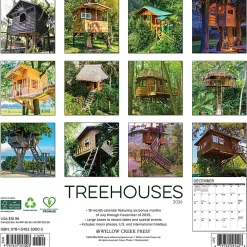 2026 Willow Creek Press Scenic Monthly Wall Calendar, 12" x 12", Treehouses, January To December, 53003