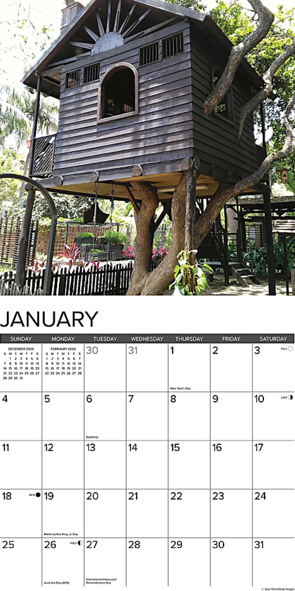 2026 Willow Creek Press Scenic Monthly Wall Calendar, 12" x 12", Treehouses, January To December, 53003