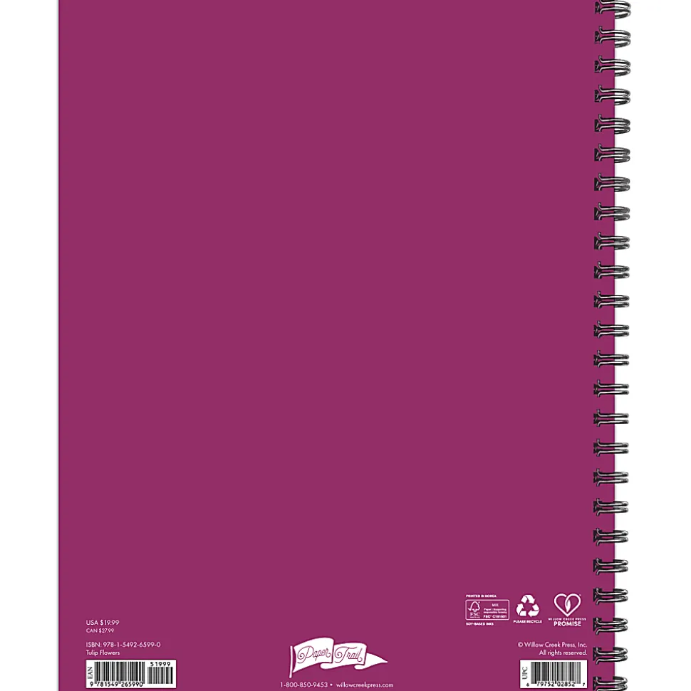 Willow Creek Press Softcover Weekly/Monthly Academic Planner, 8-1/2" x 11", Tulip Flowers, July 2026 - June 2027, Total Qty 1