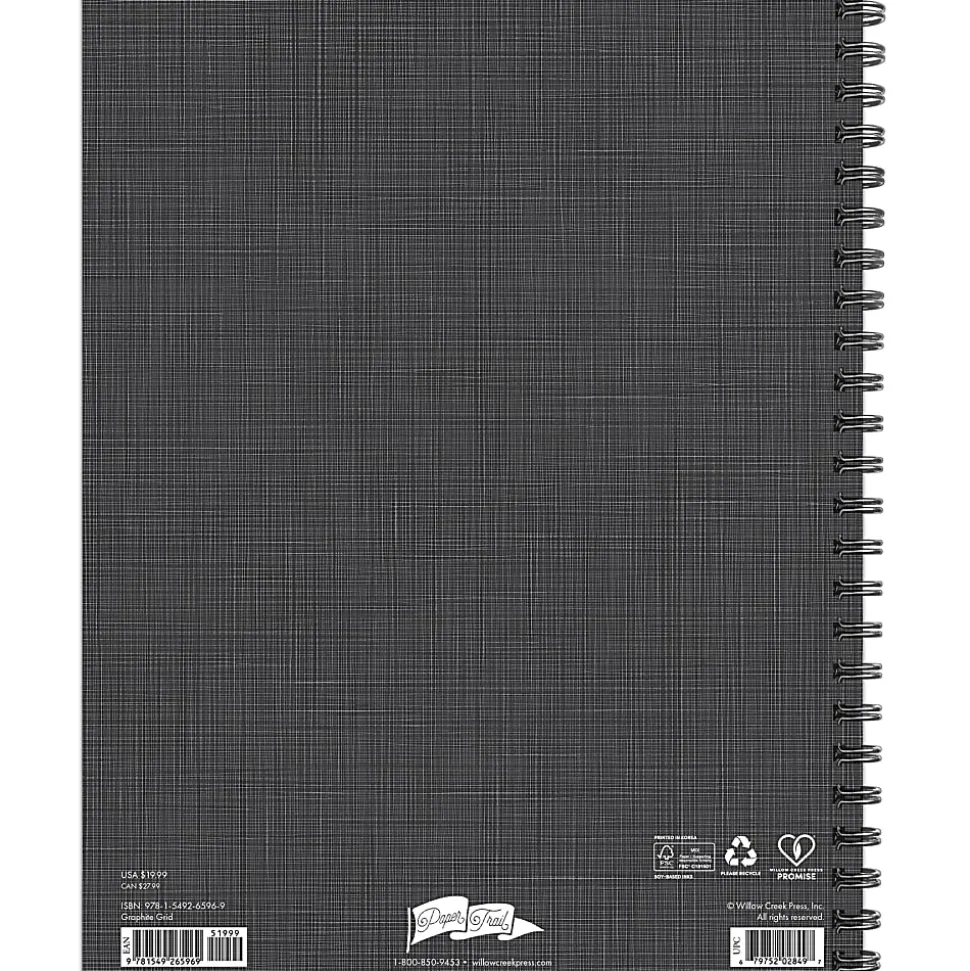 Willow Creek Press Softcover Weekly/Monthly Academic Planner, 8-1/2" x 11", Graphite Grid, July 2026 - June 2027, Total Qty 1