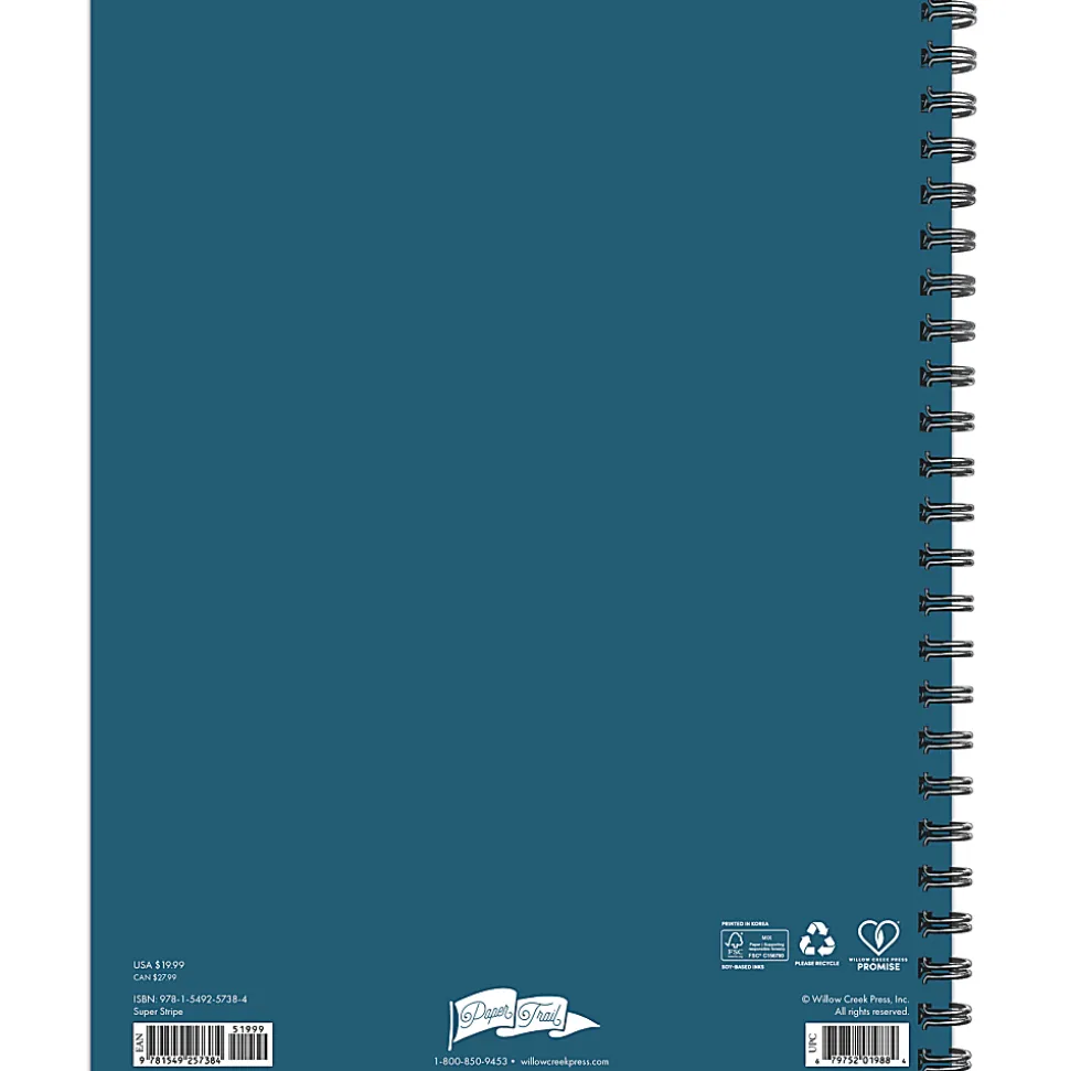 2026 Willow Creek Press Weekly/Monthly Softcover Planner, 8-1/2" x 11", Super Stripe, January To December, 57384
