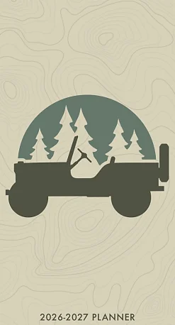2026-2027 Willow Creek Press 2-Year Monthly Checkbook/Calendar, 3-1/2" x 6-1/2", Jeep, January 2026 To December 2027, 56585