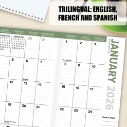 2026-2027 Willow Creek Press 2-Year Monthly Checkbook/Calendar, 3-1/2" x 6-1/2", Charcoal, January 2026 To December 2027, 56523