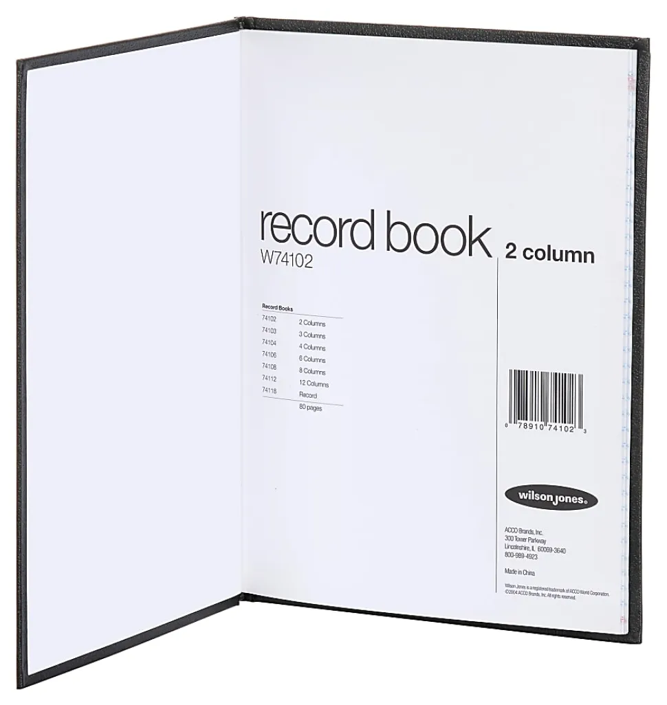 Wilson Jones® Single Page Columnar Book, 9 1/4" x 7", 2 Columns, 40 Sheets