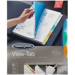 Wilson Jones® View-Tab® Transparent Dividers, 5-Tab, Square, Multicolor, Pack Of 5 Sets