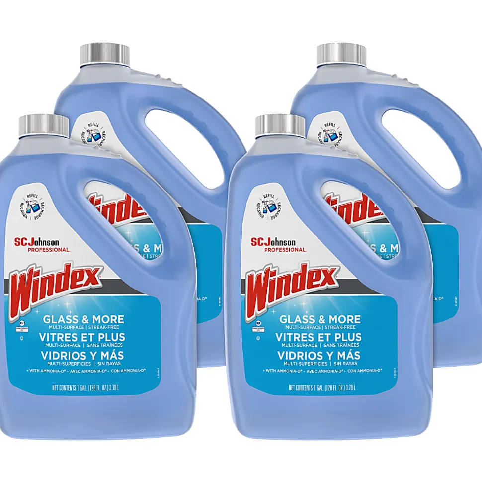 Windex® Glass & Multi-Surface Cleaner, 128 Oz Bottle, Case Of 4