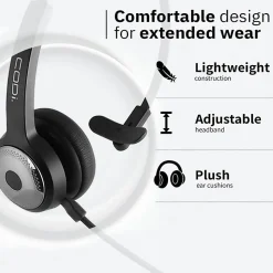Wireless Headset with Integrated AI Noise-Cancelling Microphone - Stereo - Wireless - Bluetooth - 32.8 ft - Over-the-head - Binaural - Noise Canceling