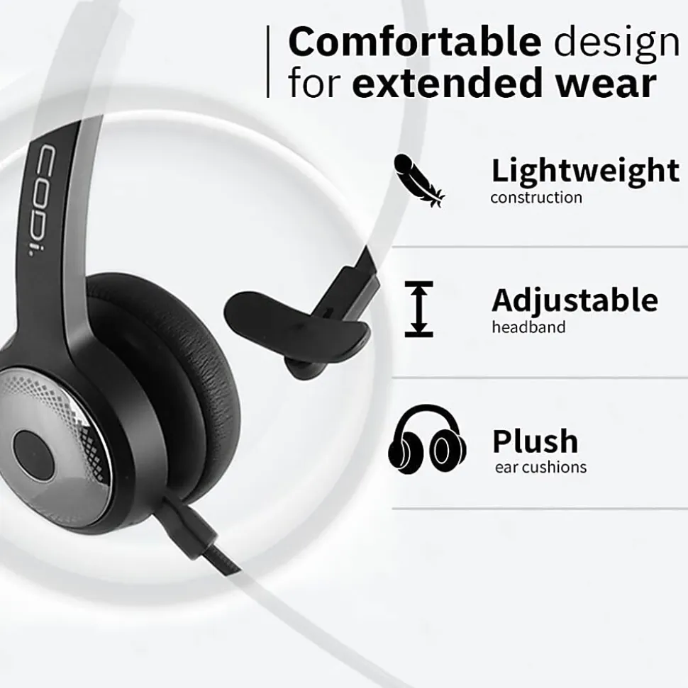 Wireless Headset with Integrated AI Noise-Cancelling Microphone - Stereo - Wireless - Bluetooth - 32.8 ft - Over-the-head - Binaural - Noise Canceling