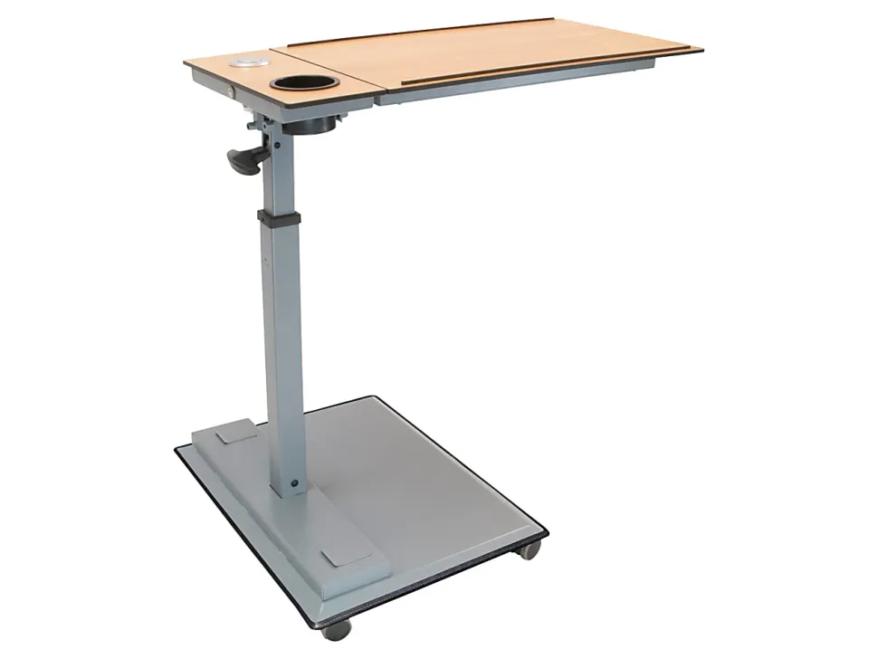 WiseLift Height-Adjustable Mobile Table Workstation, 28"H x 31-1/2"W x 15-3/4"D, Wood