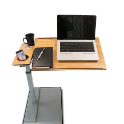WiseLift Height-Adjustable Mobile Table Workstation, 28"H x 31-1/2"W x 15-3/4"D, Wood