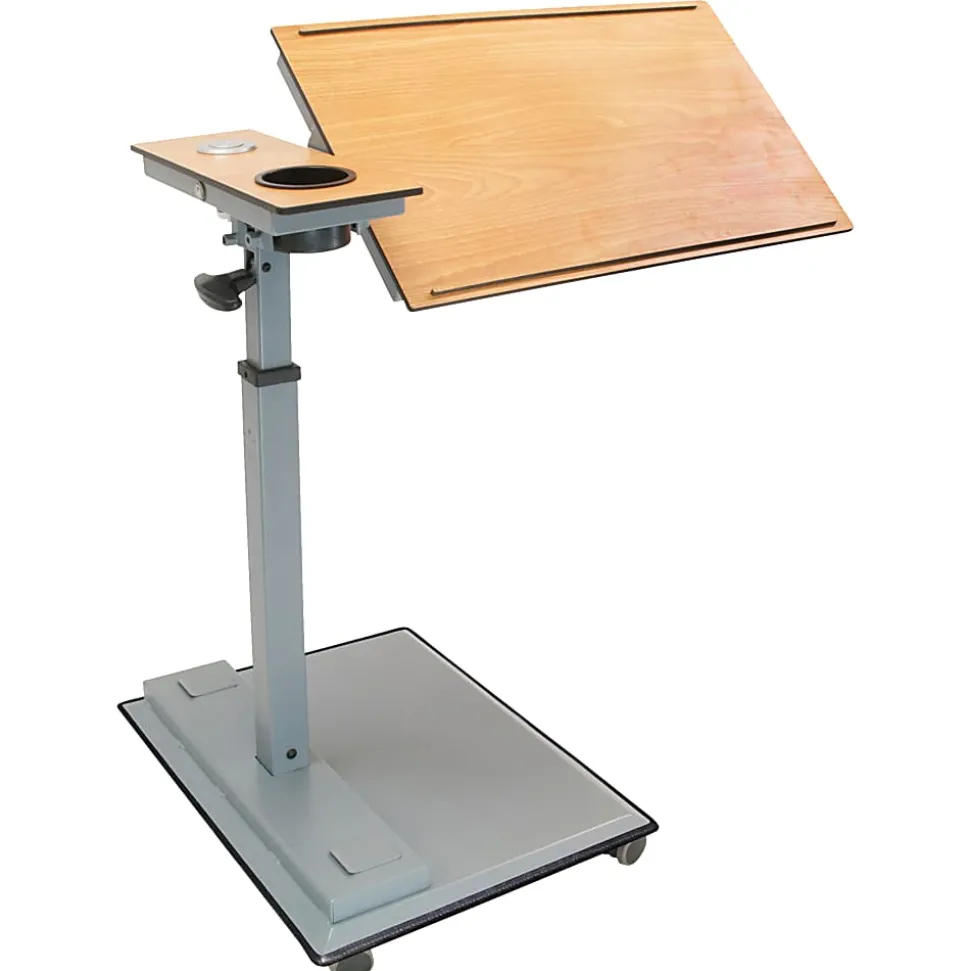 WiseLift Height-Adjustable Mobile Table Workstation, 28"H x 31-1/2"W x 15-3/4"D, Wood