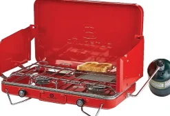 Woods Outbound Portable Gas Grill, 3-1/2”H x 18-1/2”W x 11”D, Red