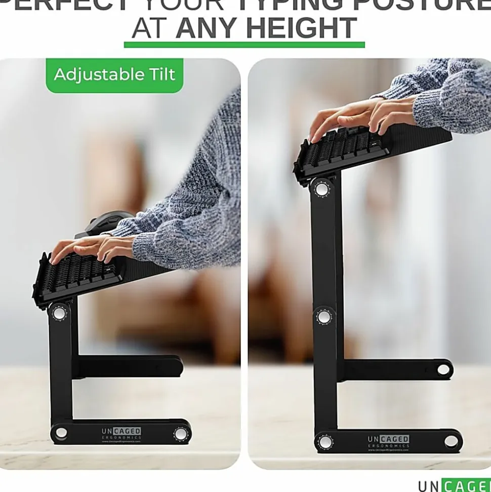 WorkEZ Adjustable Height Tilt On-Desk Stand Riser Tray, Black