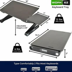 WorkEZ Adjustable Height Tilt On-Desk Stand Riser Tray, Black