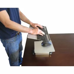 WorkEZ Adjustable-Height Tilt Ergonomic Computer Keyboard Stand Riser, Silver