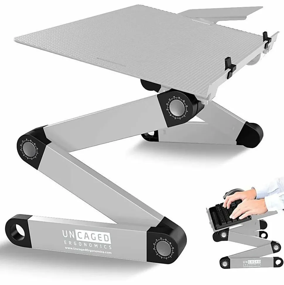WorkEZ Adjustable-Height Tilt Ergonomic Computer Keyboard Stand Riser, Silver