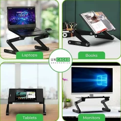 WorkEZ Best adjustable ergonomic laptop stand and lap desk with mouse pad black