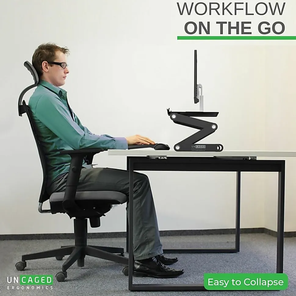 WorkEZ Monitor Stand Adjustable-Height Tilt Computer Monitor Riser, Black