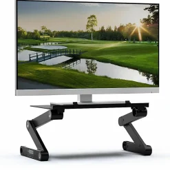 WorkEZ Monitor Stand Adjustable-Height Tilt Computer Monitor Riser, Black
