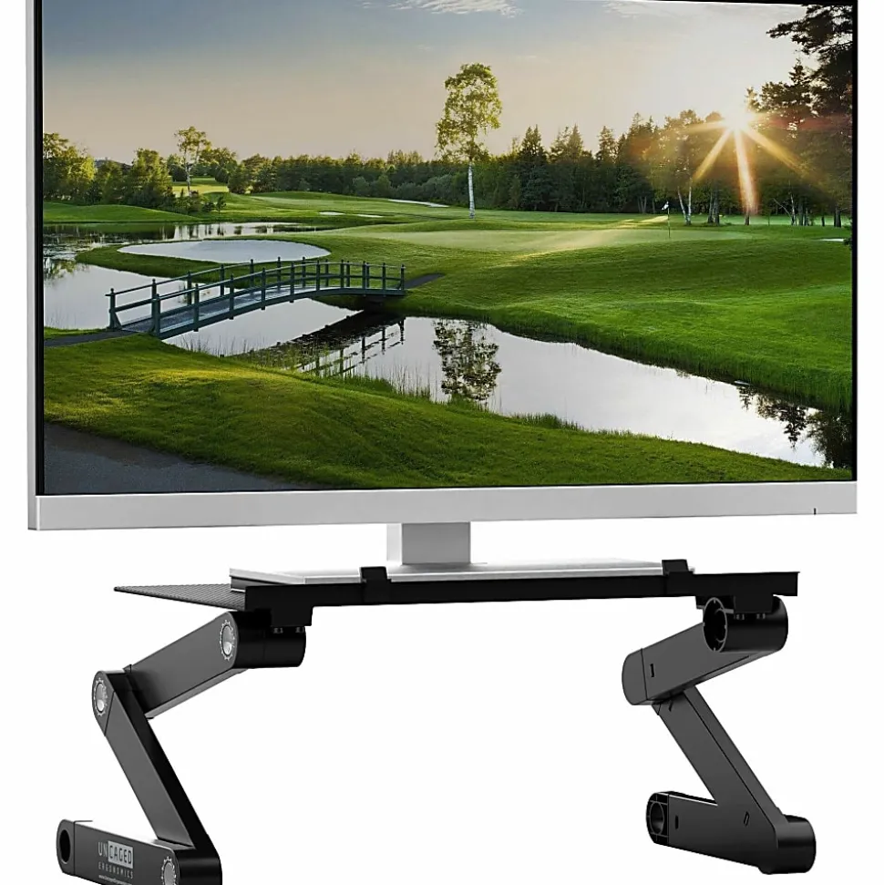 WorkEZ Monitor Stand Adjustable-Height Tilt Computer Monitor Riser, Black