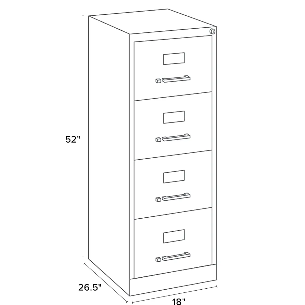 WorkPro® 26-1/2"D Vertical 4-Drawer Legal-Size File Cabinet, Putty