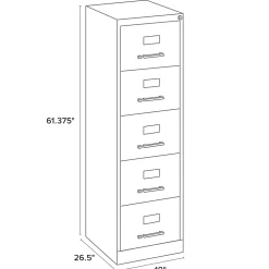 WorkPro® 26-1/2"D Vertical 5-Drawer Legal-Size File Cabinet, Black