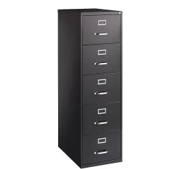 WorkPro® 26-1/2"D Vertical 5-Drawer Legal-Size File Cabinet, Black