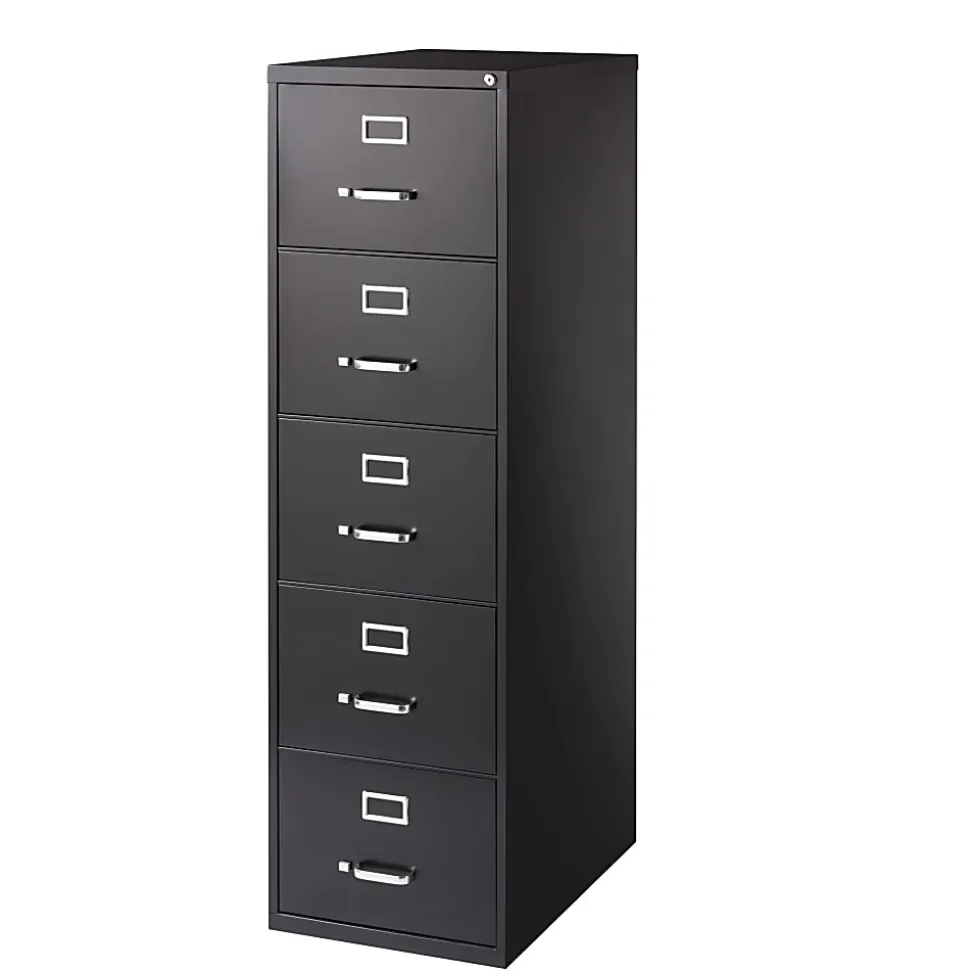 WorkPro® 26-1/2"D Vertical 5-Drawer Legal-Size File Cabinet, Black