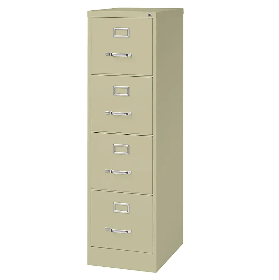 WorkPro 22"D Vertical 4-Drawer Letter-Size File Cabinet, Metal, Putty