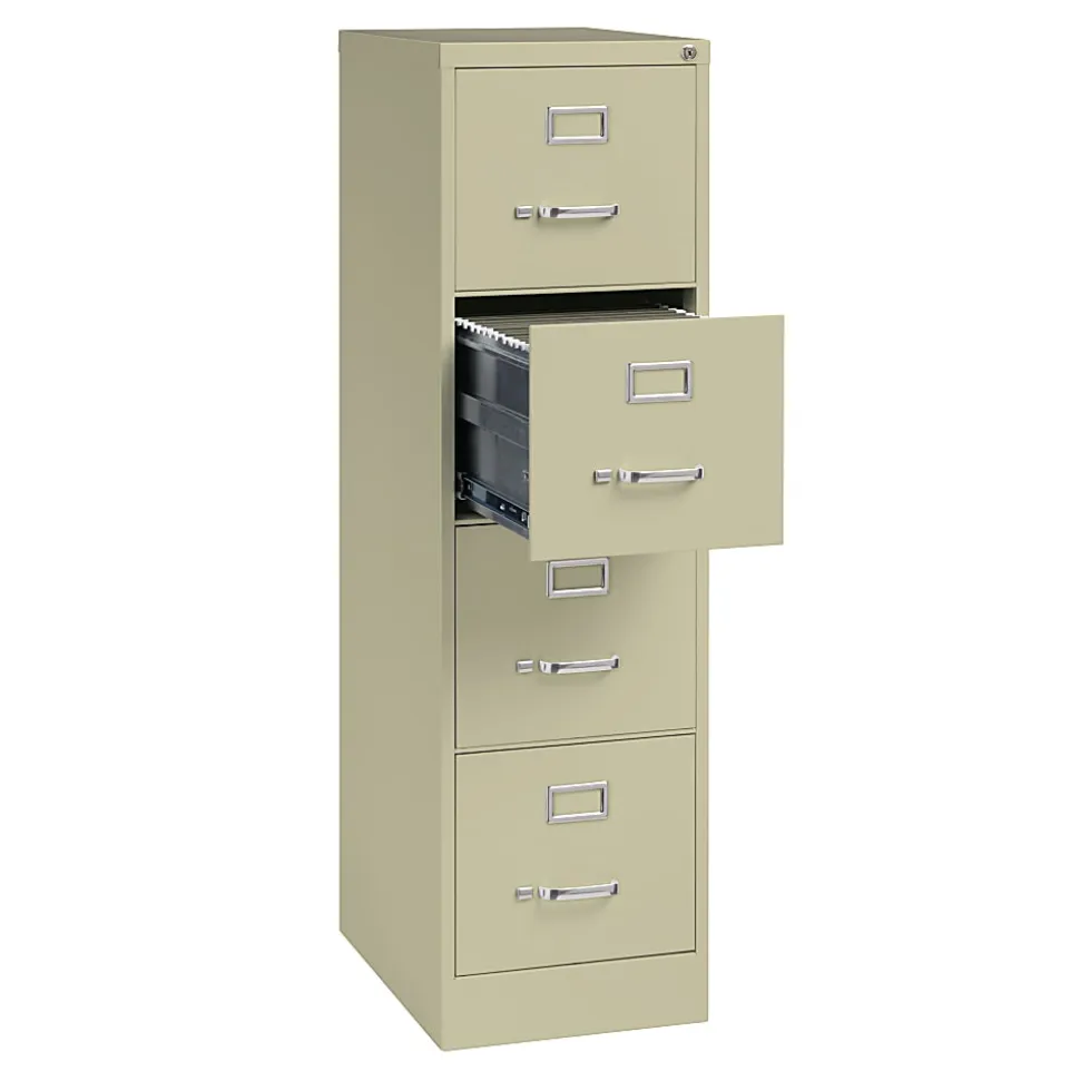 WorkPro 22"D Vertical 4-Drawer Letter-Size File Cabinet, Metal, Putty