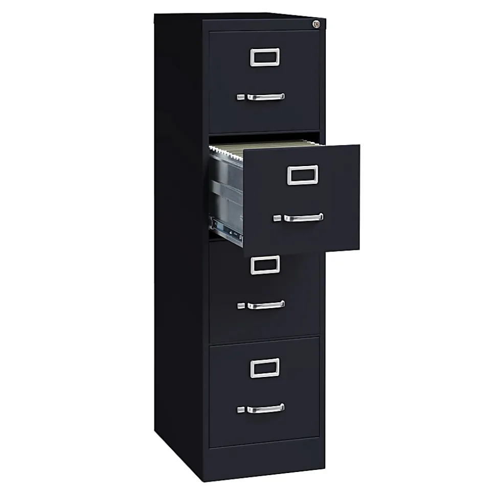 WorkPro 22"D Vertical 4-Drawer Letter-Size File Cabinet, Metal, Black