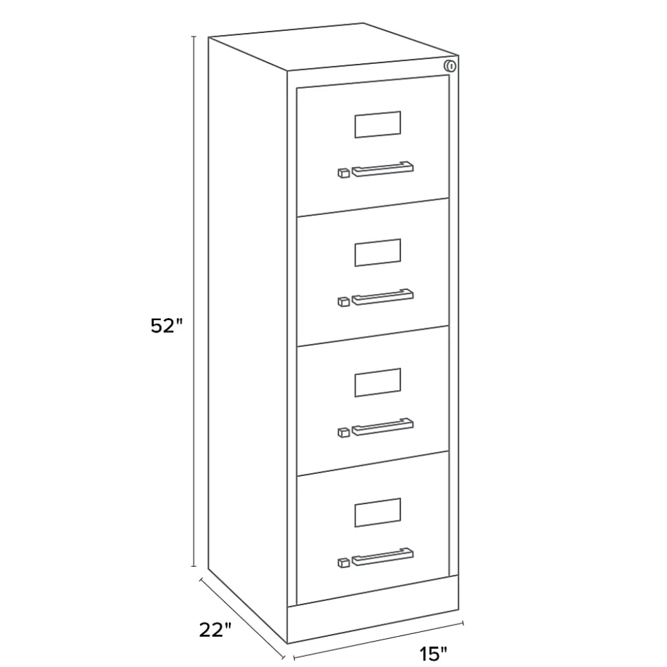 WorkPro 22"D Vertical 4-Drawer Letter-Size File Cabinet, Metal, Black