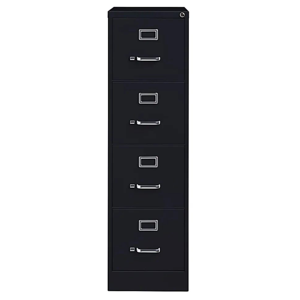 WorkPro 22"D Vertical 4-Drawer Letter-Size File Cabinet, Metal, Black