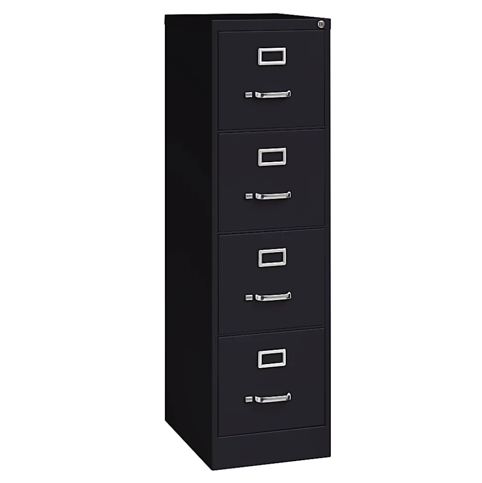WorkPro 22"D Vertical 4-Drawer Letter-Size File Cabinet, Metal, Black