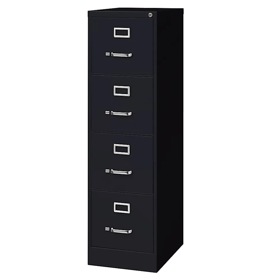 WorkPro 22"D Vertical 4-Drawer Letter-Size File Cabinet, Metal, Black