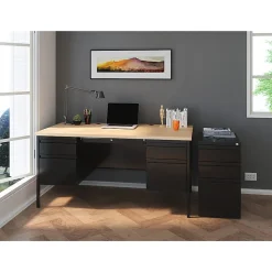 WorkPro 23"D Vertical 3-Drawer Letter-Size Mobile Pedestal File Cabinet, Metal, Black