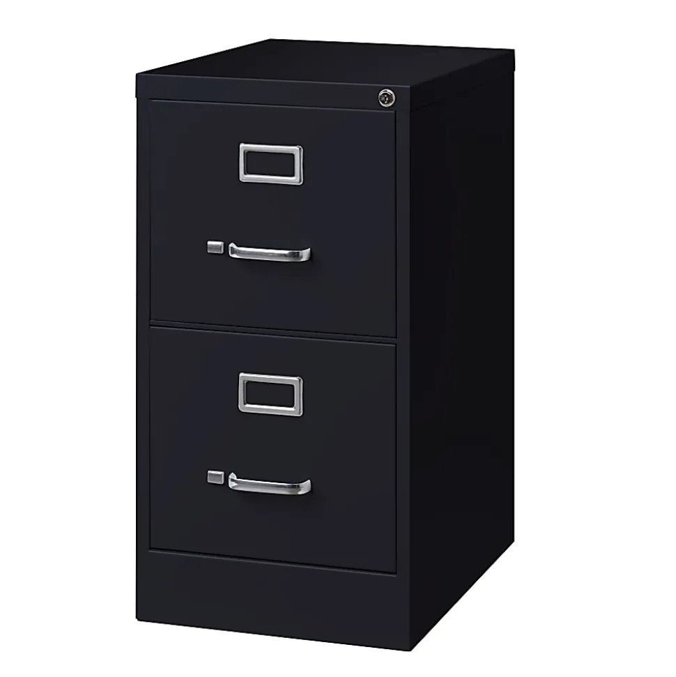 WorkPro 22"D Vertical 2-Drawer Letter-Size File Cabinet, Metal, Black
