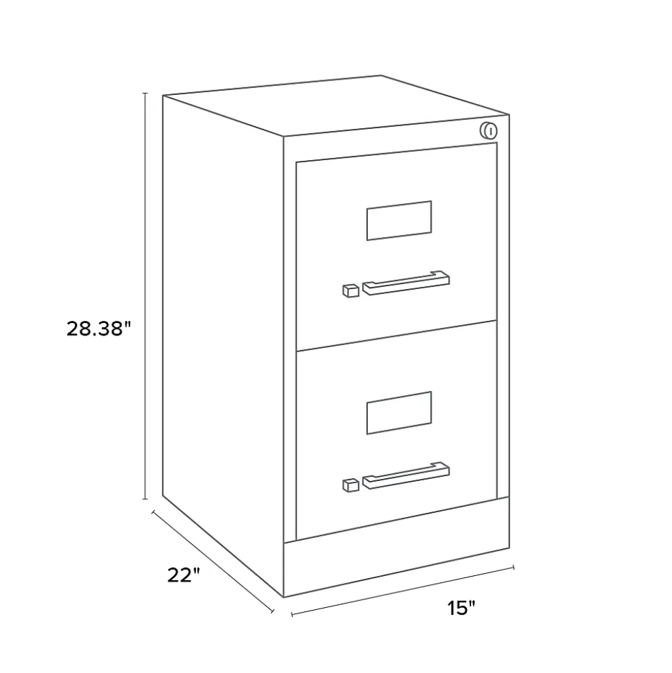 WorkPro 22"D Vertical 2-Drawer Letter-Size File Cabinet, Metal, Black