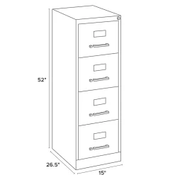 WorkPro® 26-1/2"D Vertical 4-Drawer Letter-Size File Cabinet, Putty