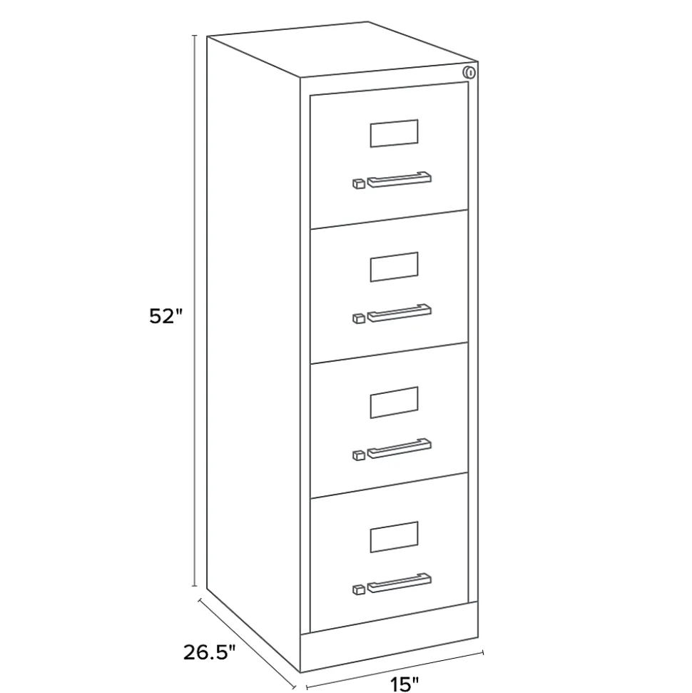 WorkPro® 26-1/2"D Vertical 4-Drawer Letter-Size File Cabinet, Putty