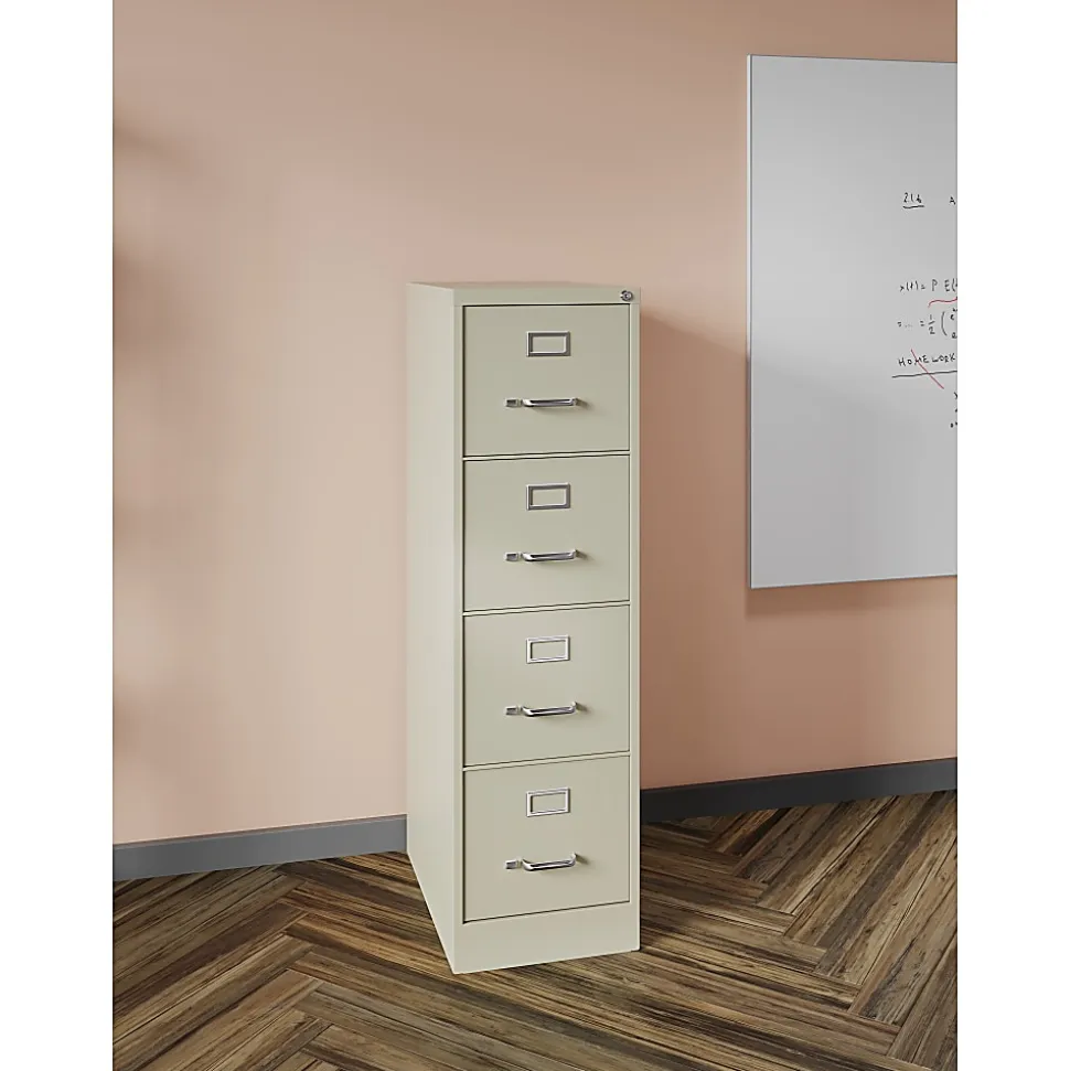 WorkPro® 26-1/2"D Vertical 4-Drawer Letter-Size File Cabinet, Putty