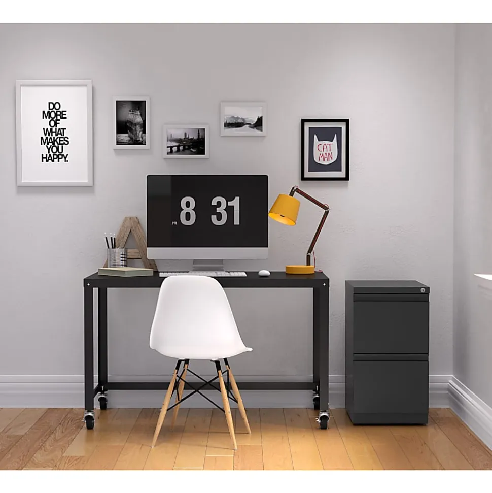 WorkPro 20"D Vertical 2-Drawer Letter-Size Mobile Pedestal File Cabinet, Charcoal