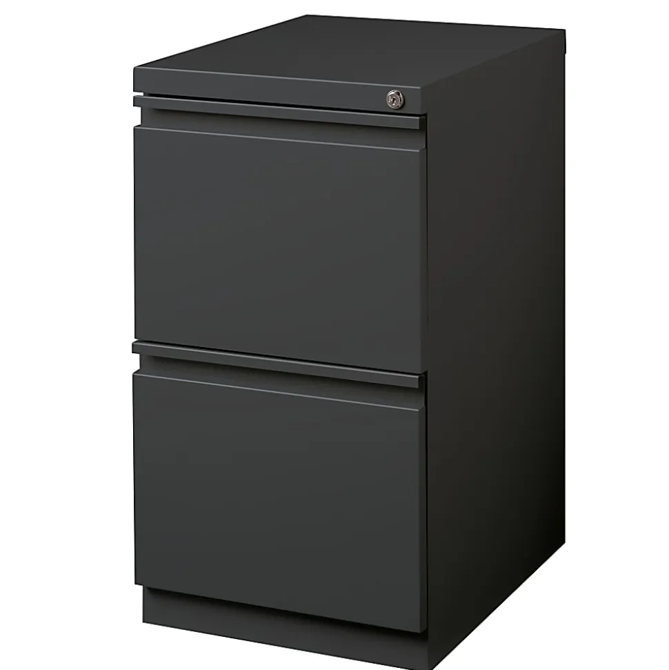 WorkPro 20"D Vertical 2-Drawer Letter-Size Mobile Pedestal File Cabinet, Charcoal