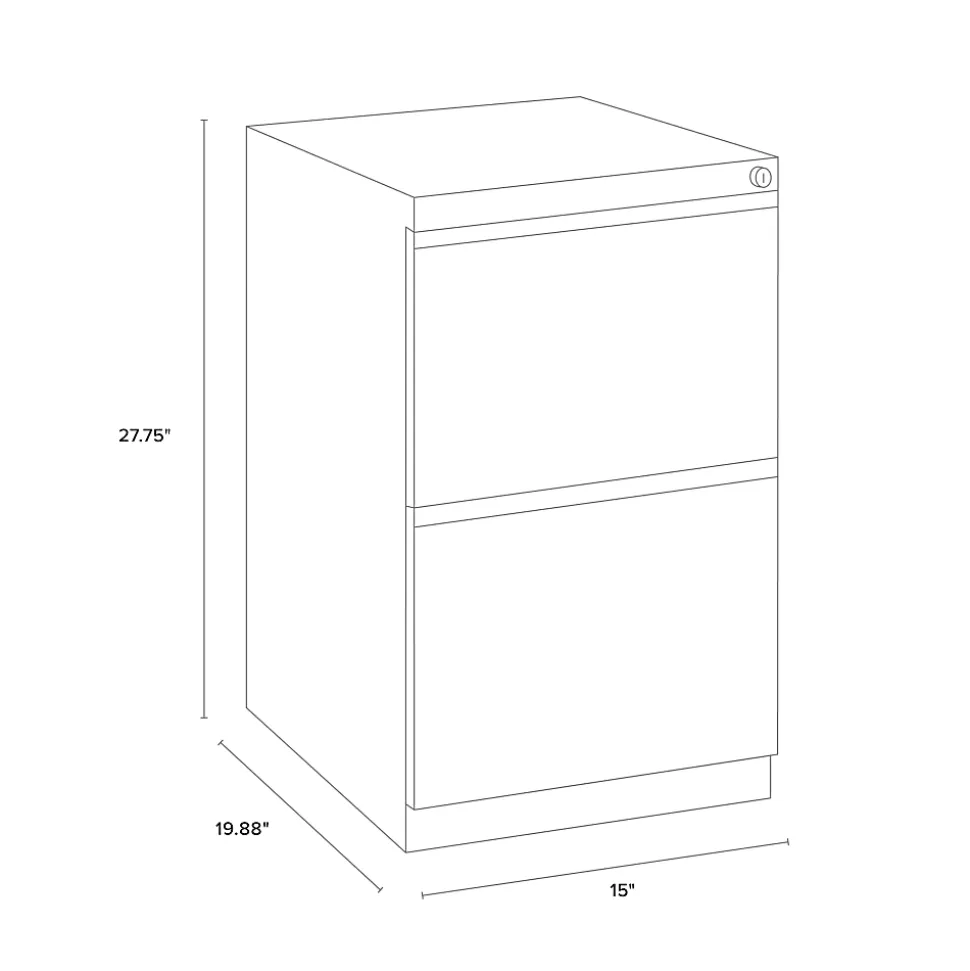 WorkPro 20"D Vertical 2-Drawer Letter-Size Mobile Pedestal File Cabinet, Charcoal