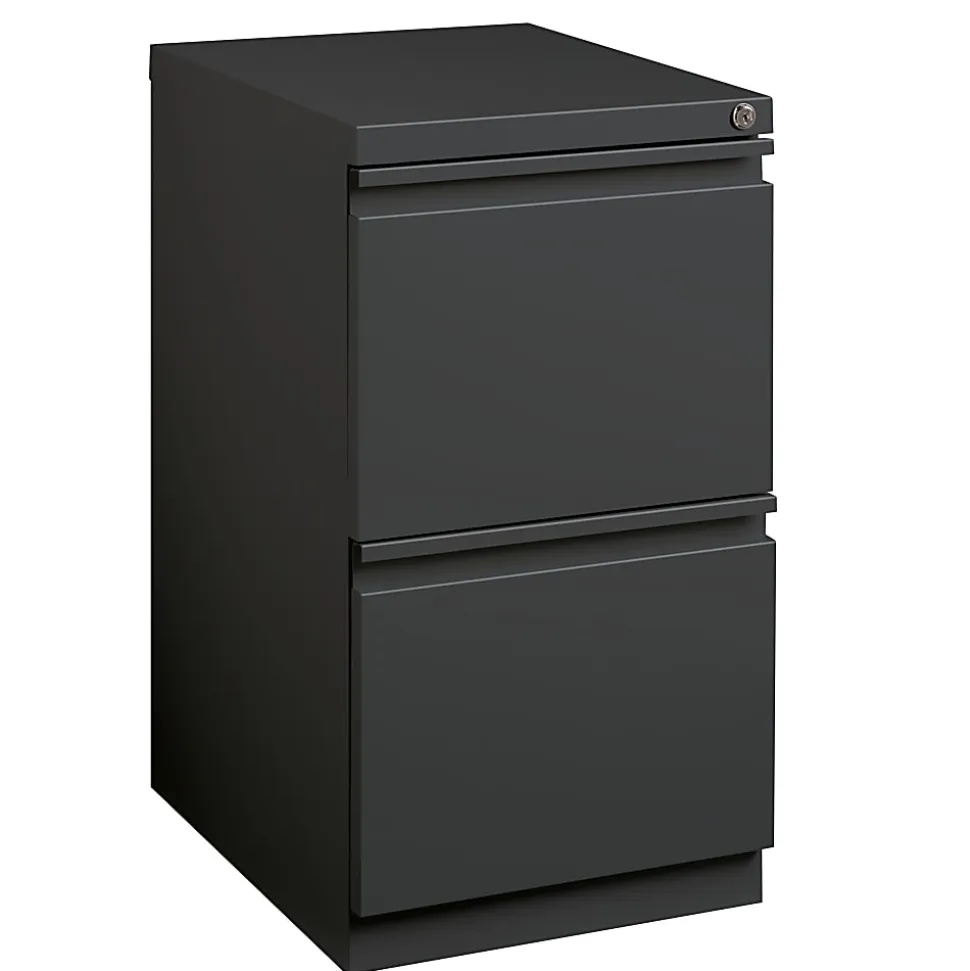 WorkPro 20"D Vertical 2-Drawer Letter-Size Mobile Pedestal File Cabinet, Charcoal