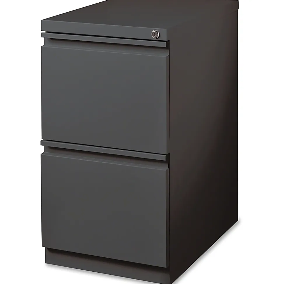 WorkPro 20"D Vertical 2-Drawer Letter-Size Mobile Pedestal File Cabinet, Charcoal